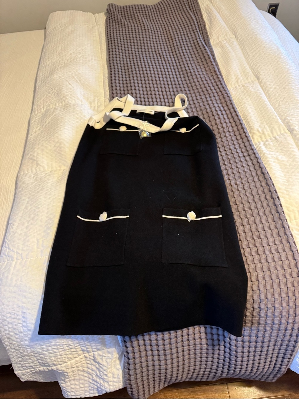 English Factory Black Mini Dress with White Trime size XL NWT